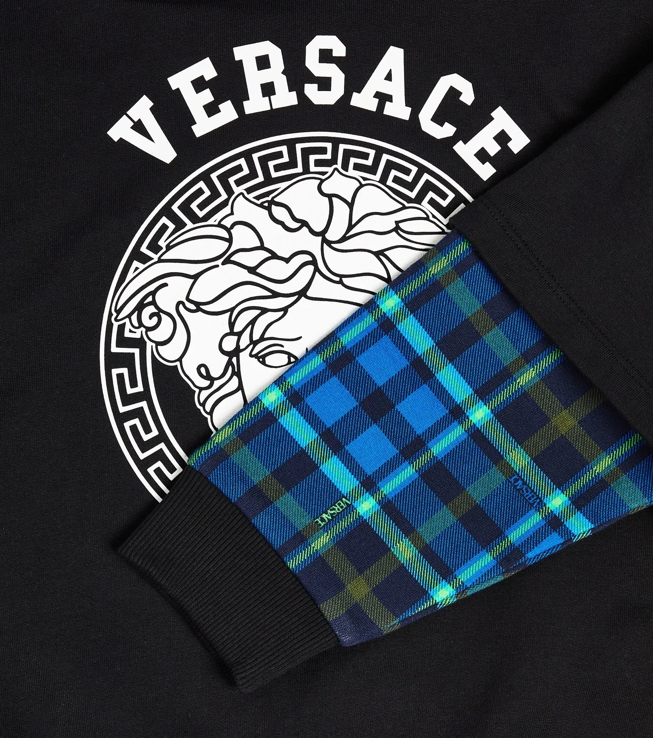 Худи хлопковое с капюшоном Versace Kids, черный — фото 3