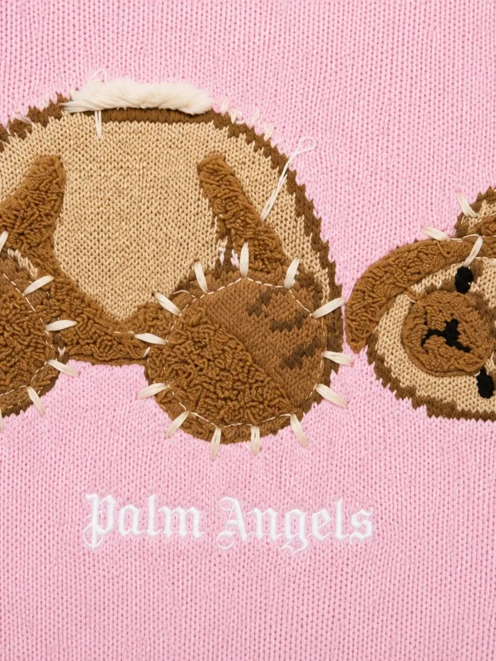 Свитер с медвежьей нашивкой Palm Angels Kids, розовый — фото 3