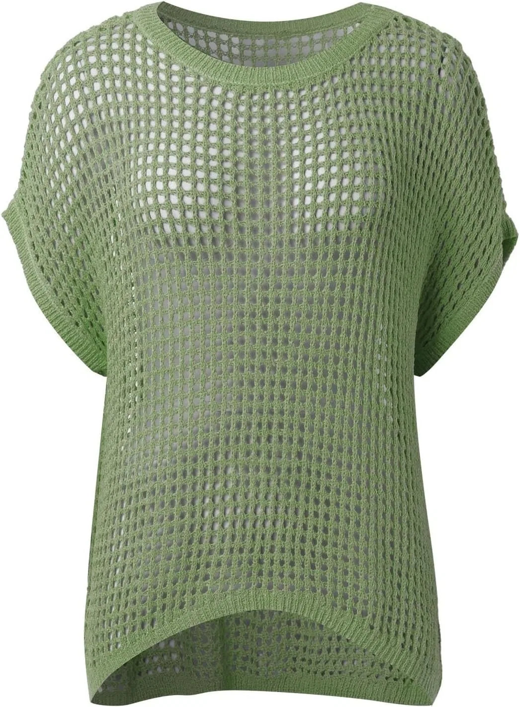 Женский свитер с широким вырезом и коротким рукавом, ажурный, модели Beach Coverup, 1a-Blackish Green — фото 3