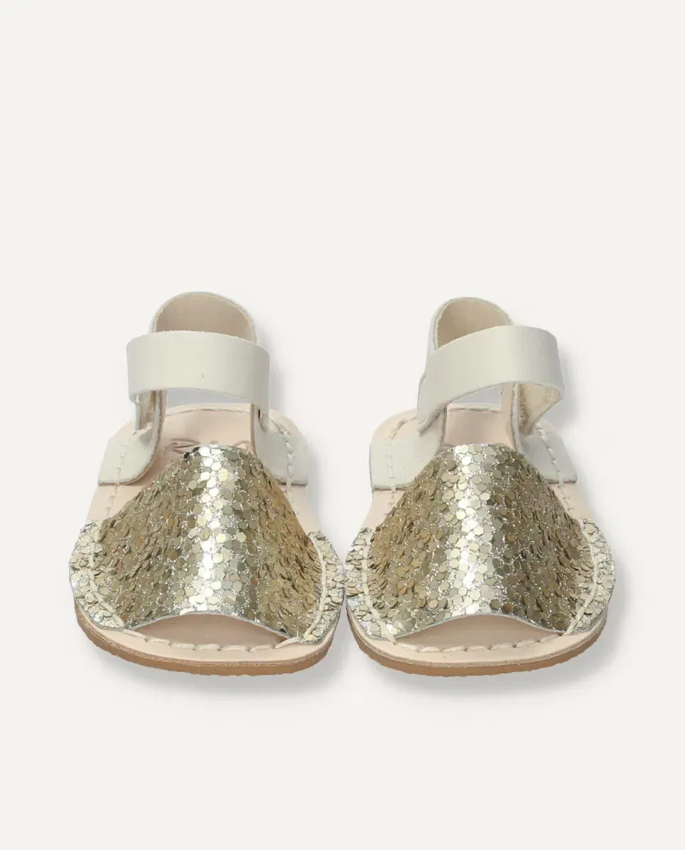 Детские минималистичные босоножки с широкой колодкой Oro Ria Menorca, Oro — фото 3