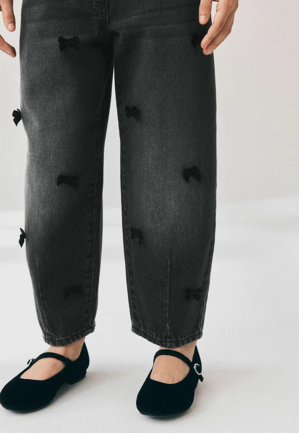 Джинсы прямого кроя - стандартного кроя - джинсы свободного кроя Next, Charcoal Velvet Bow — фото 3