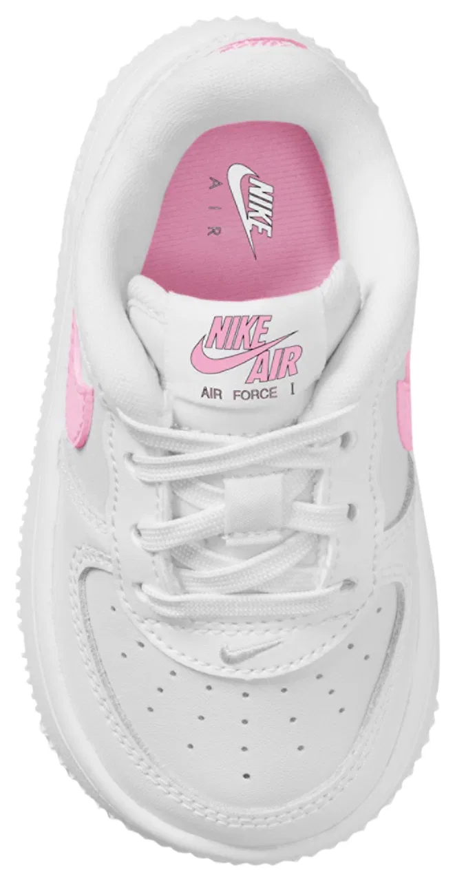Детские кроссовки для девочек с классической шнуровкой Nike Air Force 1 Low Lace Nike, White Pink — фото 3