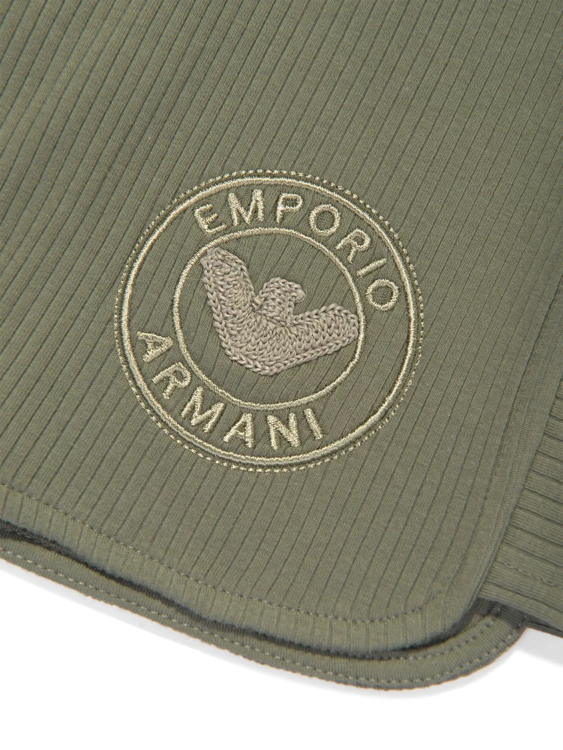 Шорты с ребристой текстурой и вышитым логотипом Emporio Armani, зеленый — фото 4