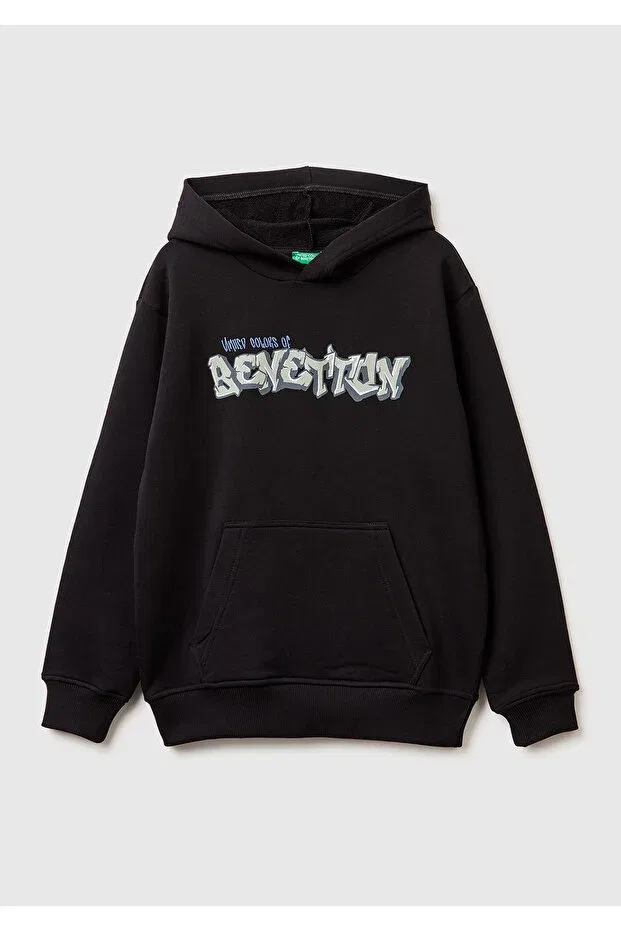 Детское худи для мальчиков с принтом United Colors Of Benetton, Black
