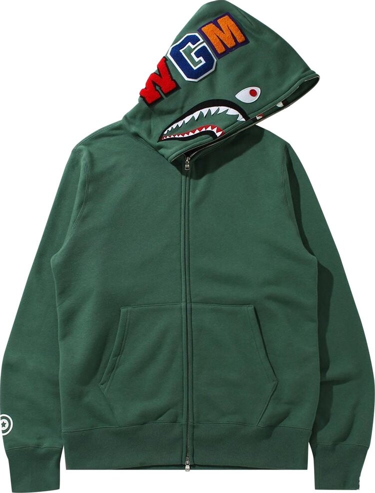 

Худи BAPE Double Side Shark Full Zip Hoodie 'Green', зеленый