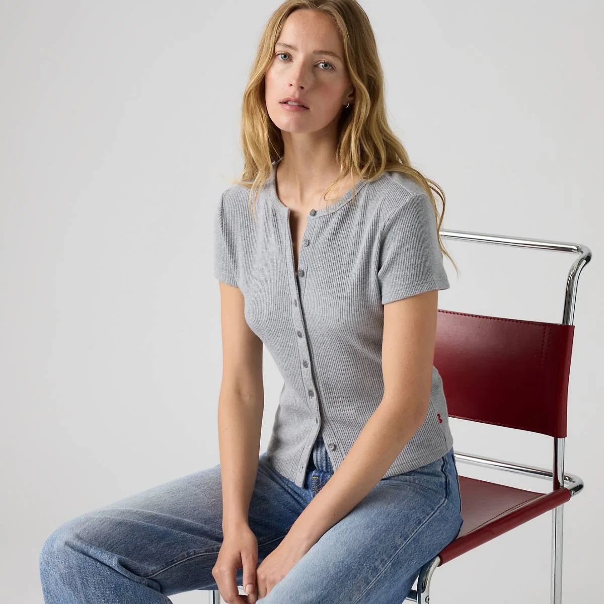 Рубашка с коротким рукавом на пуговицах Rory Levi's, Silver Heather Gray - Grey