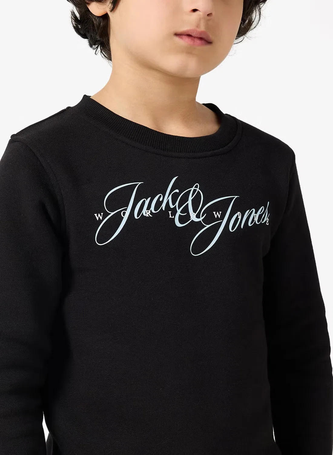 Пуловер с логотипом для подростков Jack & Jones Junior, черный — фото 3