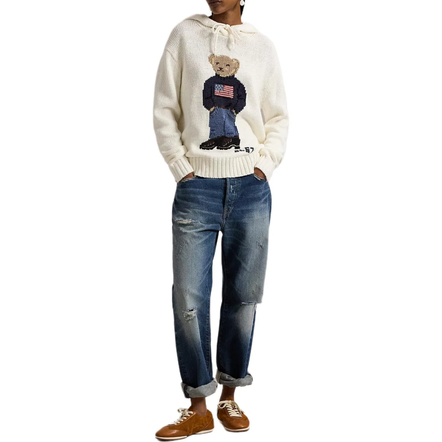 Женский свитер Polo Bear свободного кроя Polo Ralph Lauren, Cream — фото 3