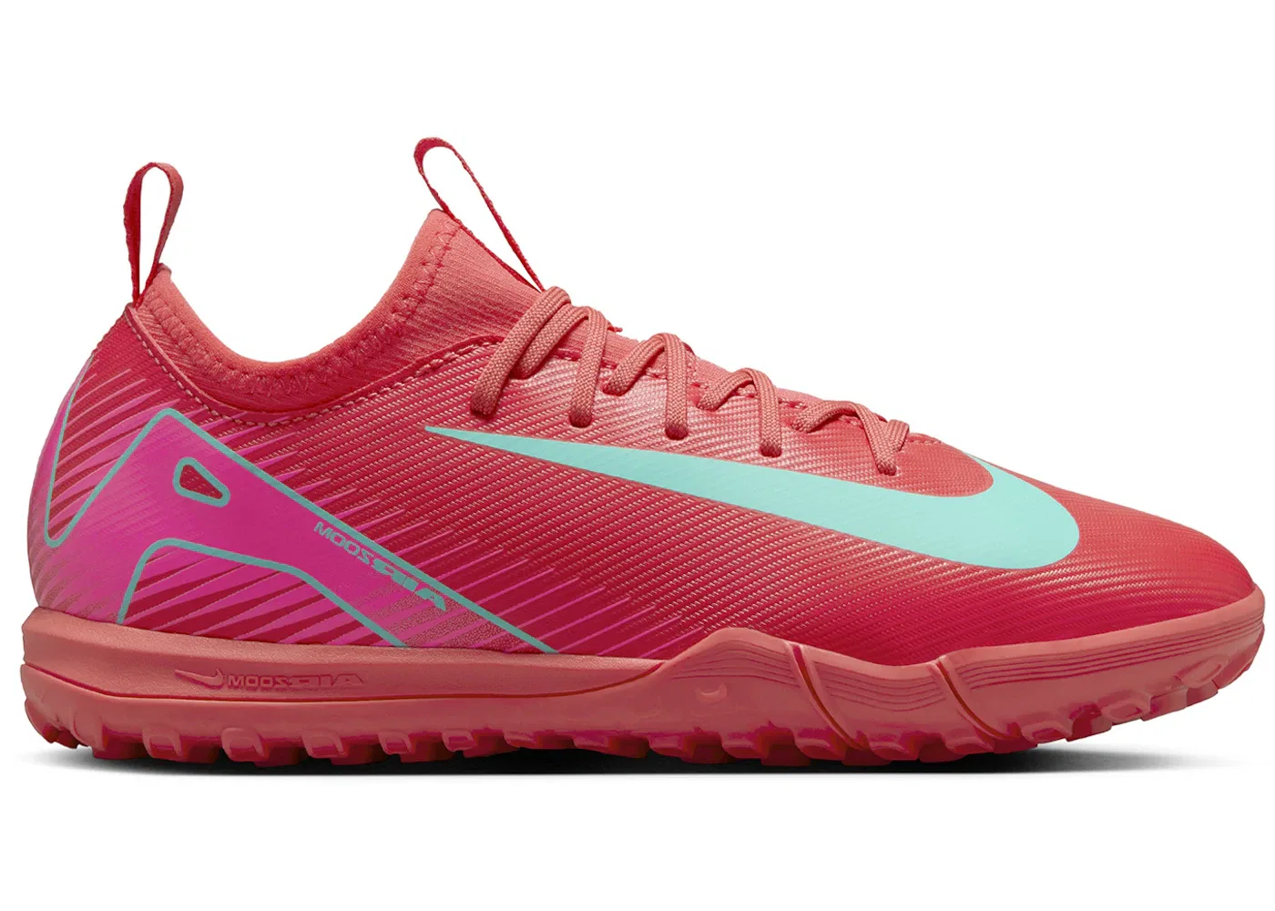 Детские кроссовки для мальчиков с высоким сцеплением Nike Mercurial Vapor 16 Academy TF Mad Energy Pack, Ember Glow/Aurora Green