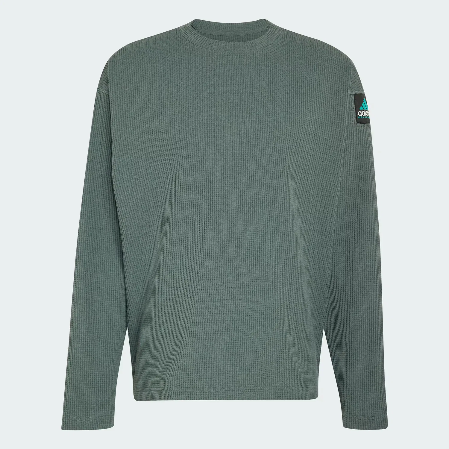 Мужская футболка с длинным рукавом оверсайз из вафельного трикотажа Equipment Waffle Adidas Originals, Legend Ivy — фото 4