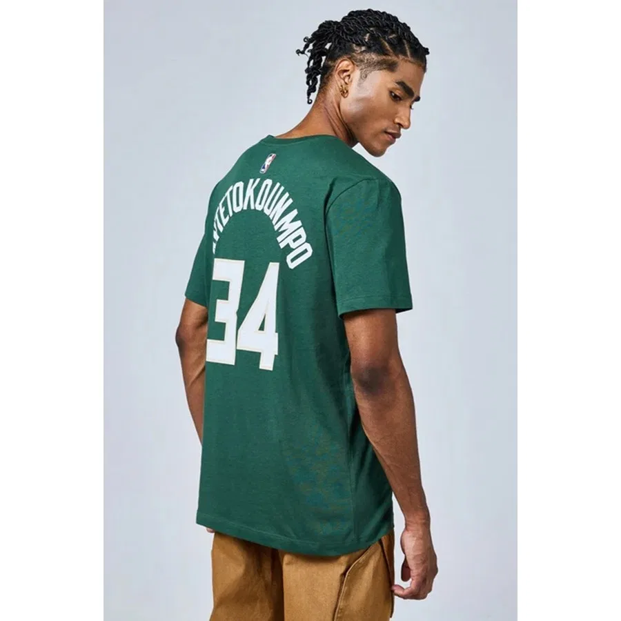 Футболка с графическим принтом Nike Milwaukee Bucks NBA Mens Tee, Зеленый — фото 3