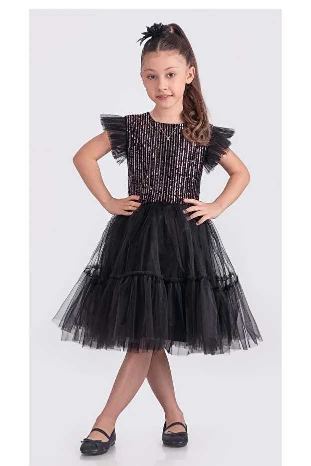 Детское платье для девочек с пайетками Mnk Baby&Kids, Black - Pink