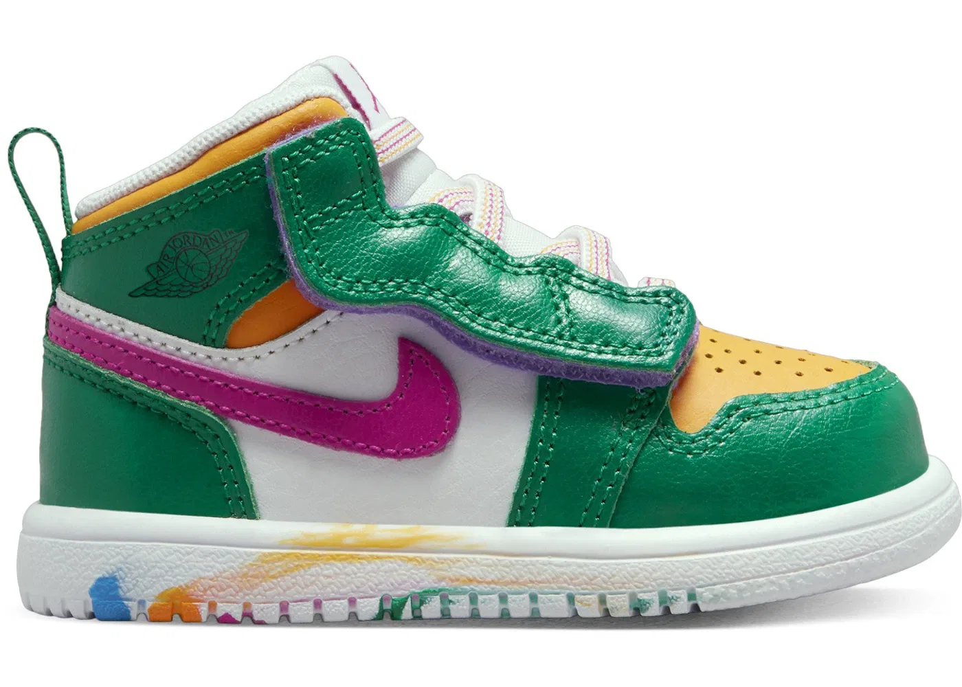 Детские кроссовки Lifestyle Jordan 1 Mid ALT Jordan, Malachite/White/University Gold/Active Pink