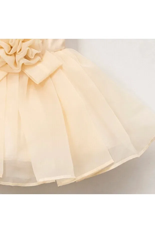 Детское платье для девочек без рукавов Karolin - Satin Melek Golden, Cream — фото 4