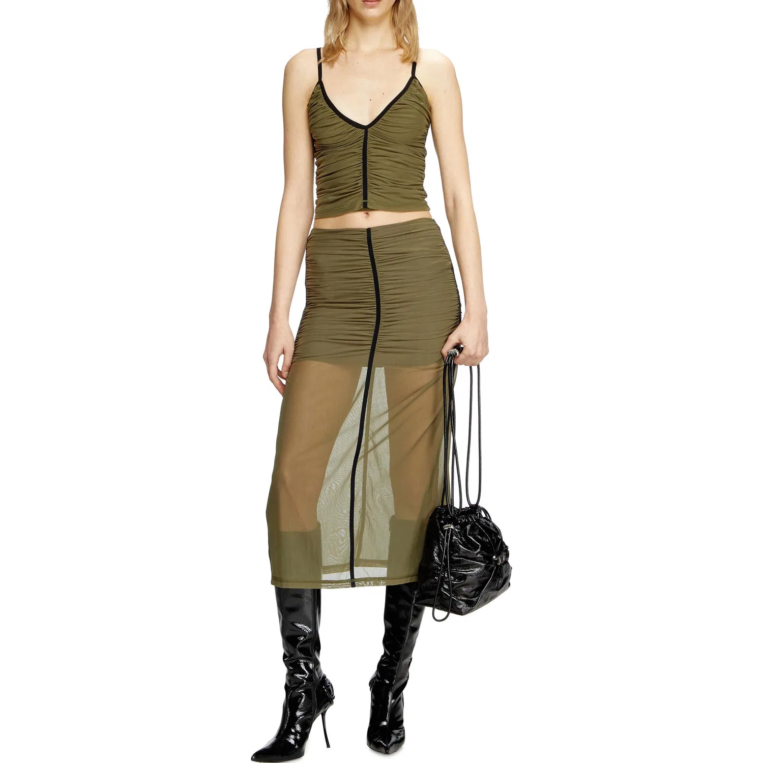 Женский топ с V-образным вырезом Aiky DIESEL, Olive Green — фото 3