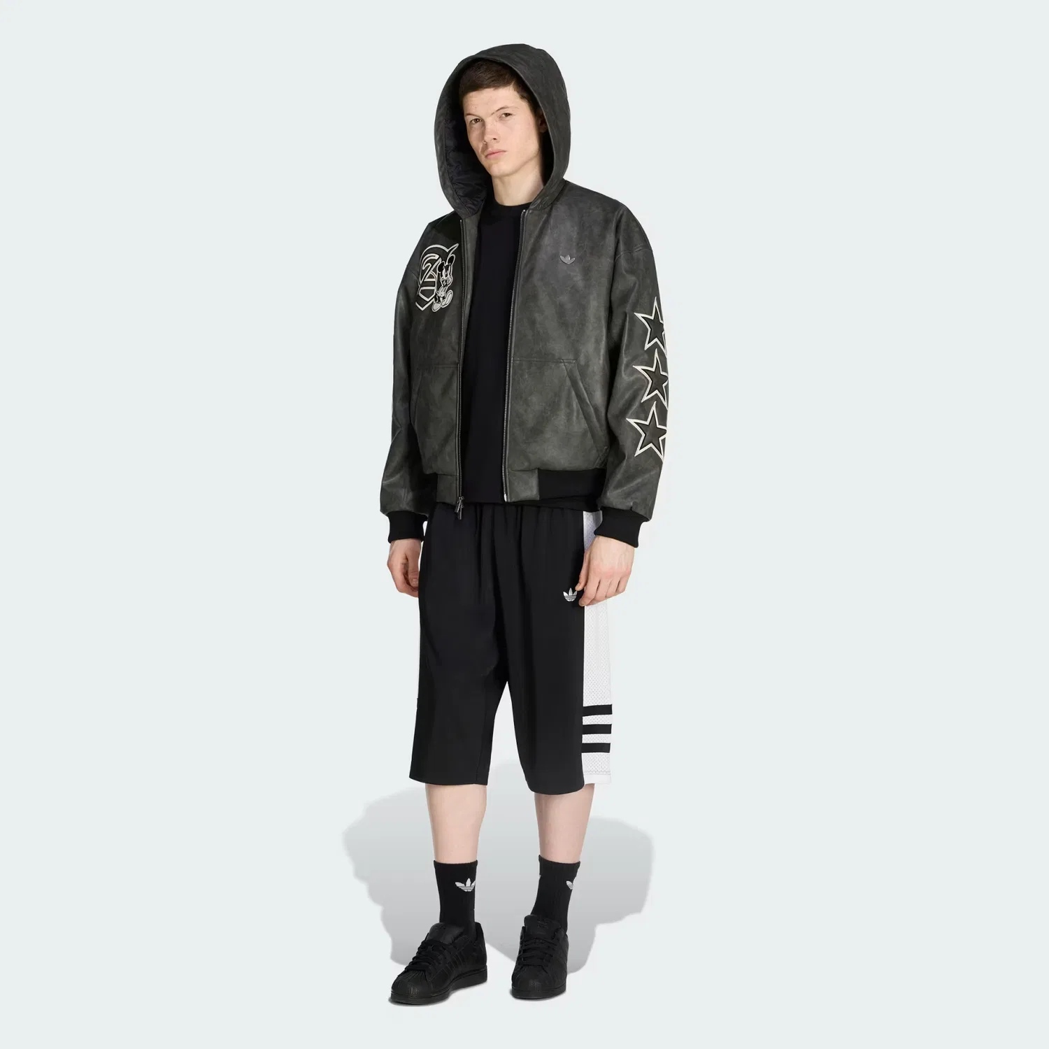 Мужская куртка на молнии с принтом Mickey Mouse Dreams Adidas Originals, черный — фото 3