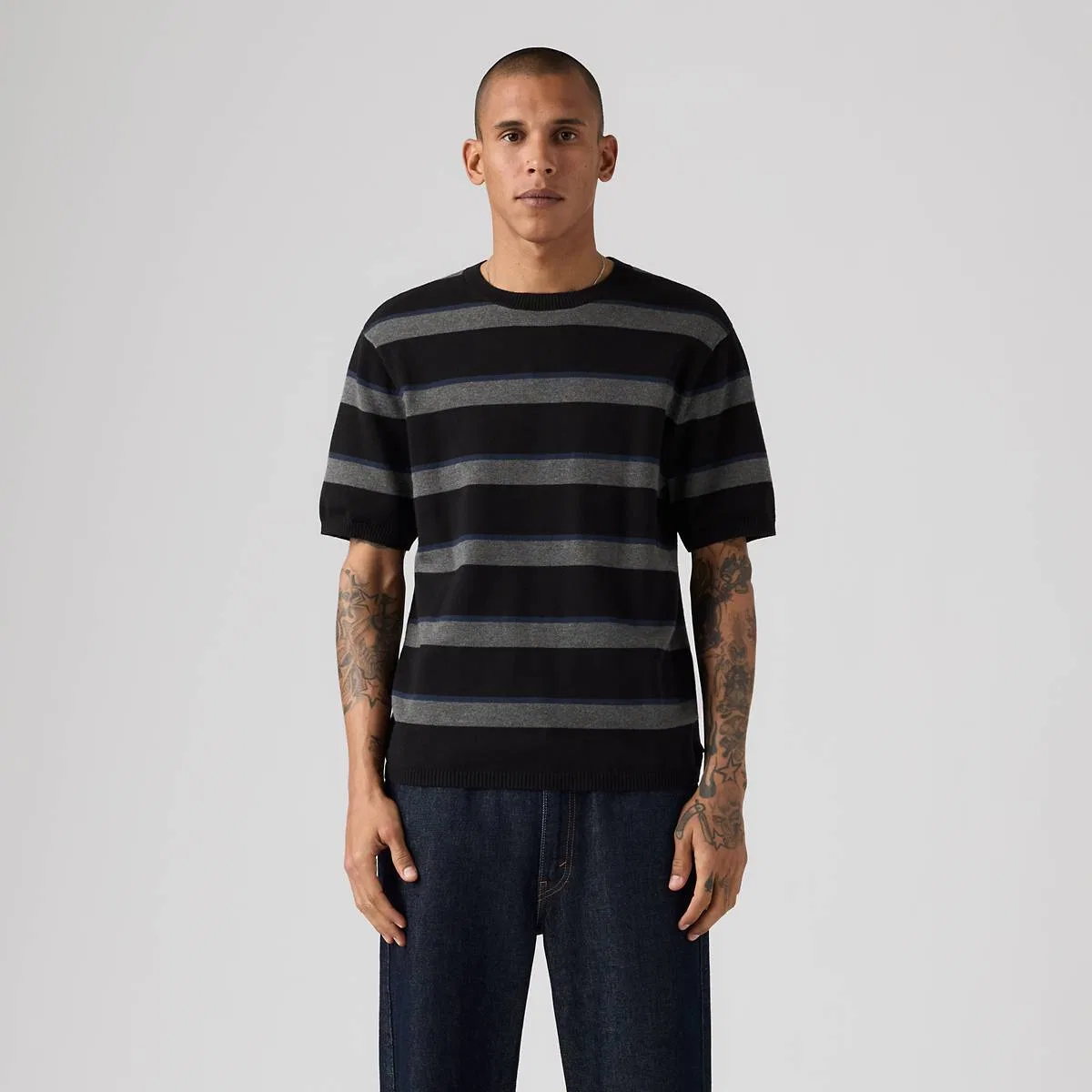 Свитер с коротким рукавом Levi's, Terrace Stripe Charcoal Heather - Grey — фото 3
