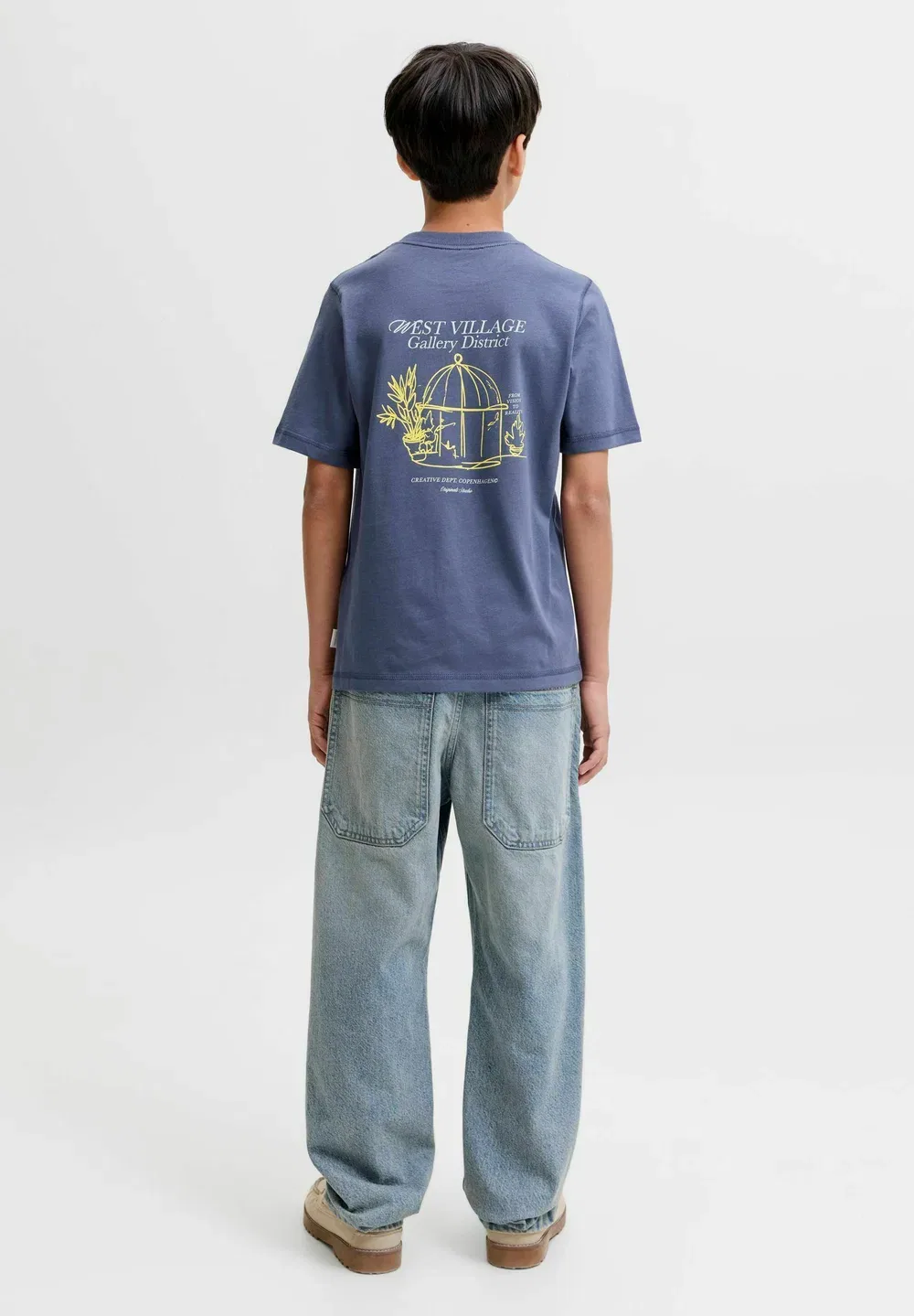 Футболка с принтом Jornorrebro sketch back tee ss cn jnr - print t-shirt Jack & Jones Junior, Crown Blue — фото 2