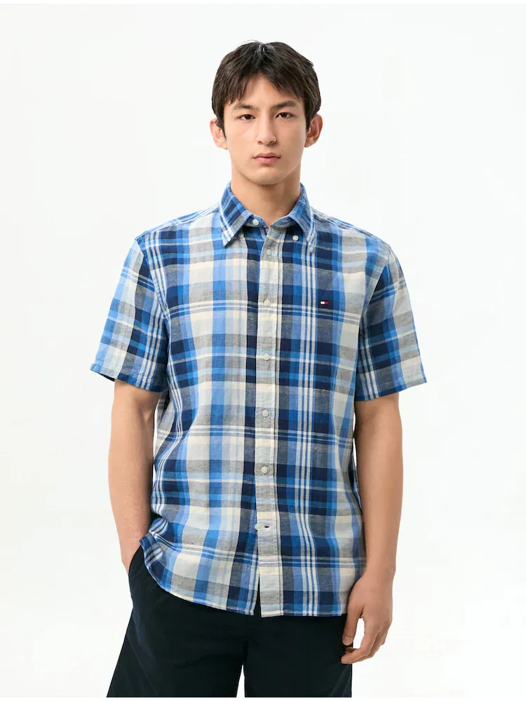 Рубашка с коротким рукавом, Regular Fit, Томми Хилфигер TOMMY HILFIGER, Blue