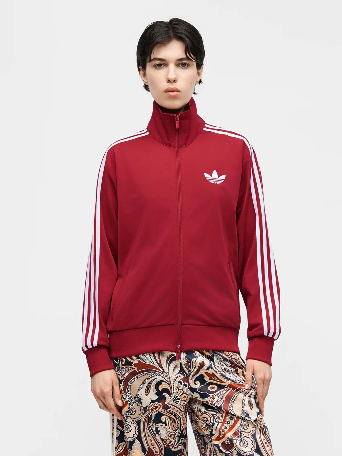 Худи на молнии Adidas Originals Firebird красного цвета — фото 2