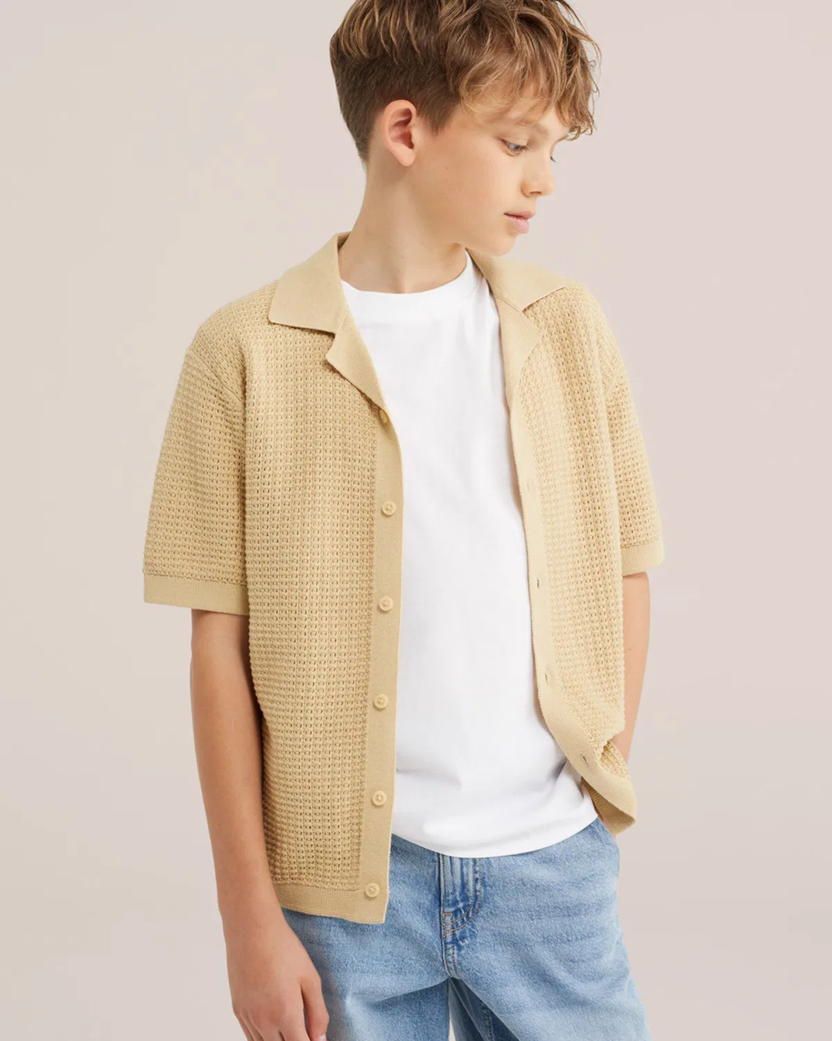 Вязаный кардиган We Fashion горчичного цвета — фото 3