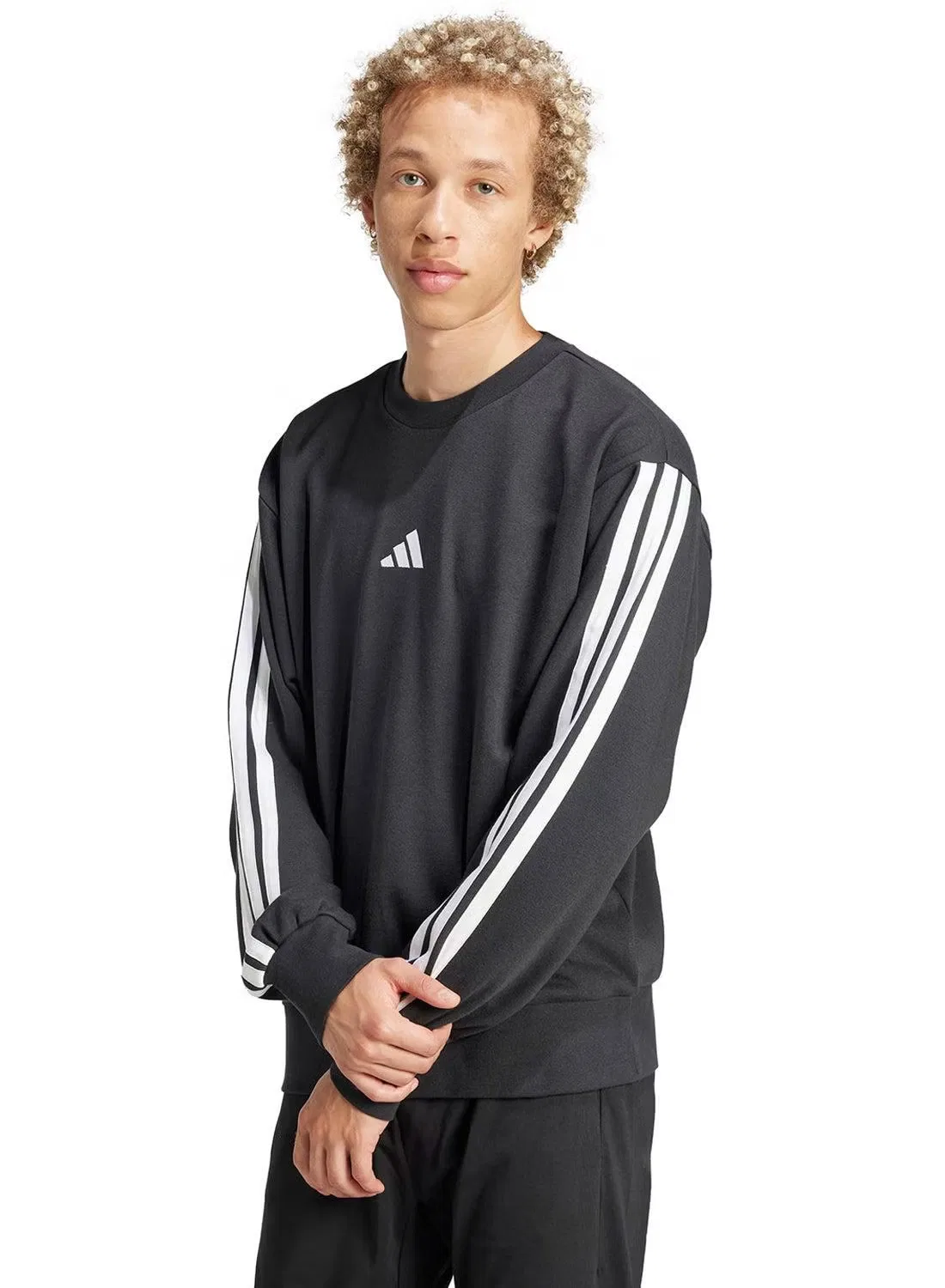 Свитшот с длинным рукавом Essentials three stripes Adidas, черный