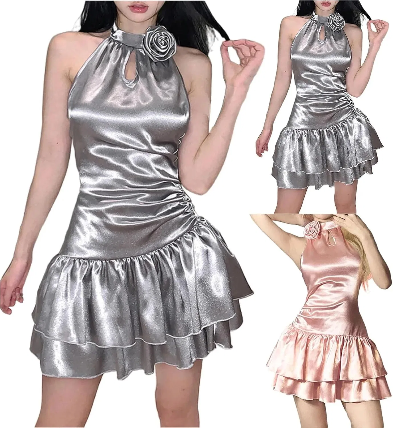 Женское облегающее платье без бретелек Bodycon, Silver — фото 4