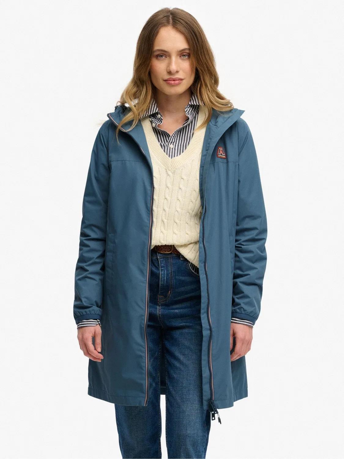 Ветровка Superdry Longline Tri Windbreaker, синий — фото 2