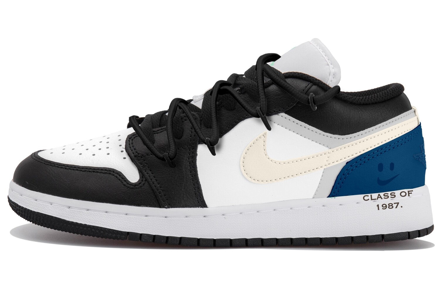 

Кроссовки Air Jordan 1 Vintage Basketball Shoes Men Low-top Black/white/blue, белый/черный