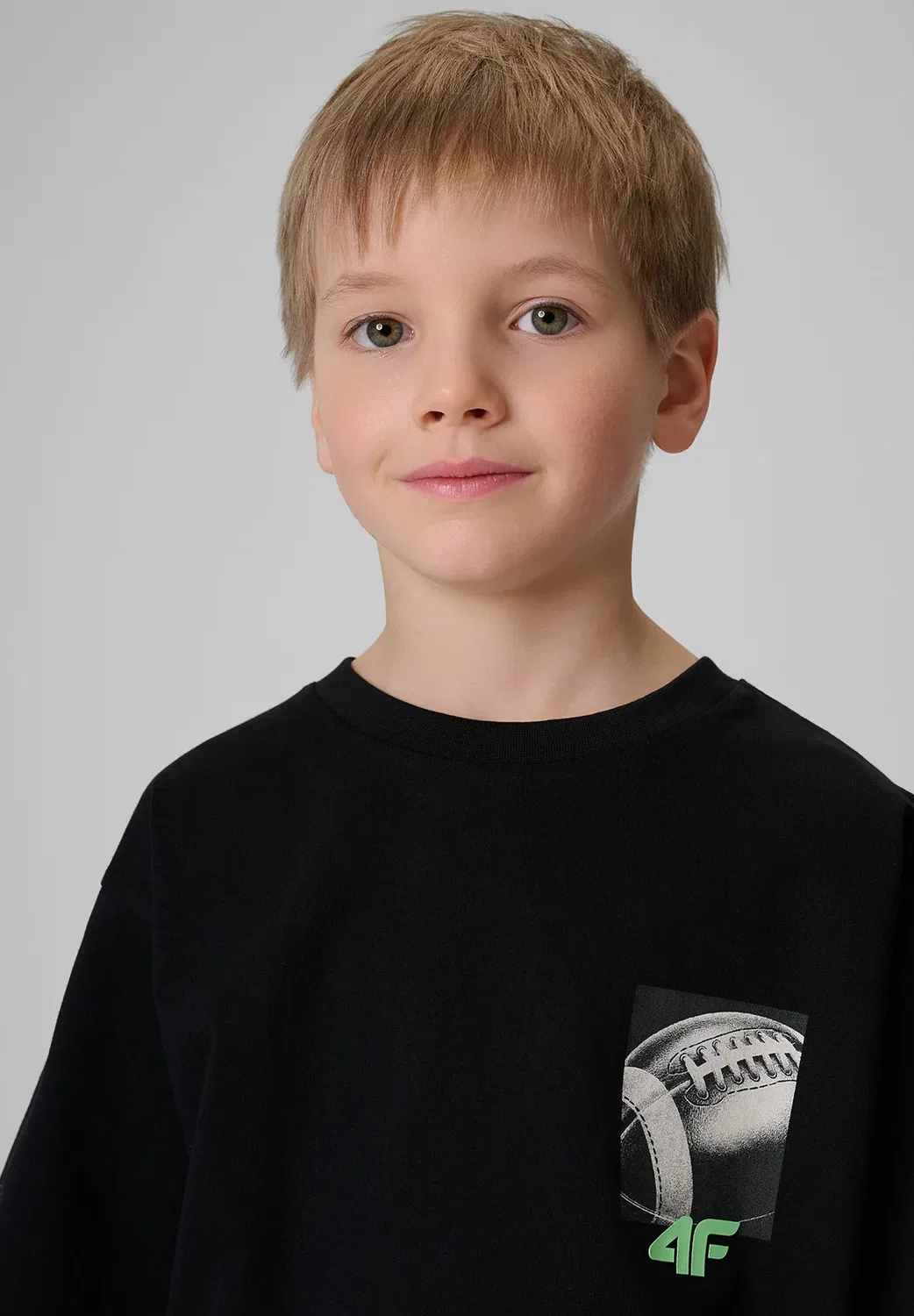 Футболка свободная с надрукием chłopięcy - czarny 158/164 (12-14 лат) - футболка с принтом 4F, Deep Black — фото 4