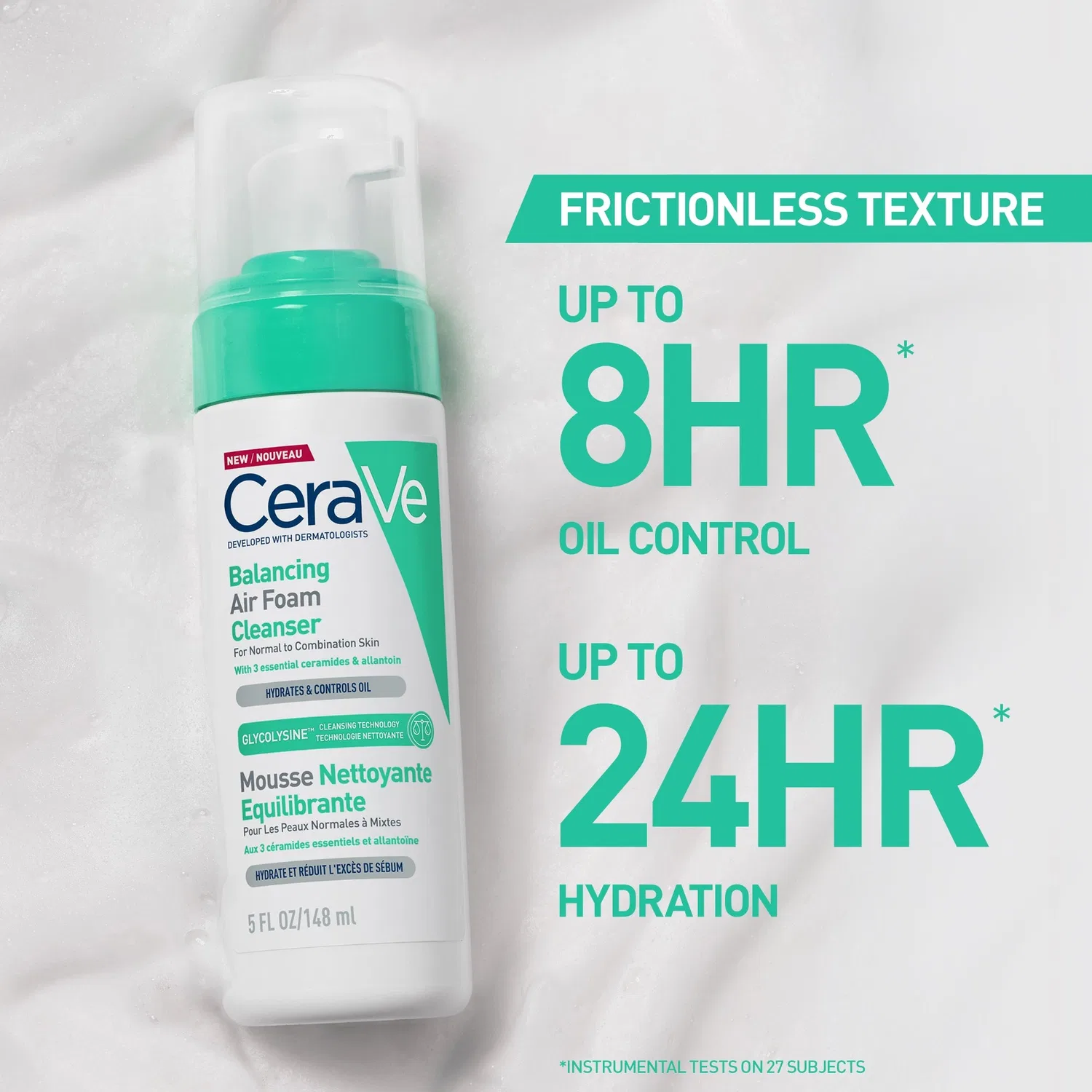 Очищающая пенка для лица CeraVe Balancing Air Foam Foaming Facial Cleanser, 150 мл — фото 3