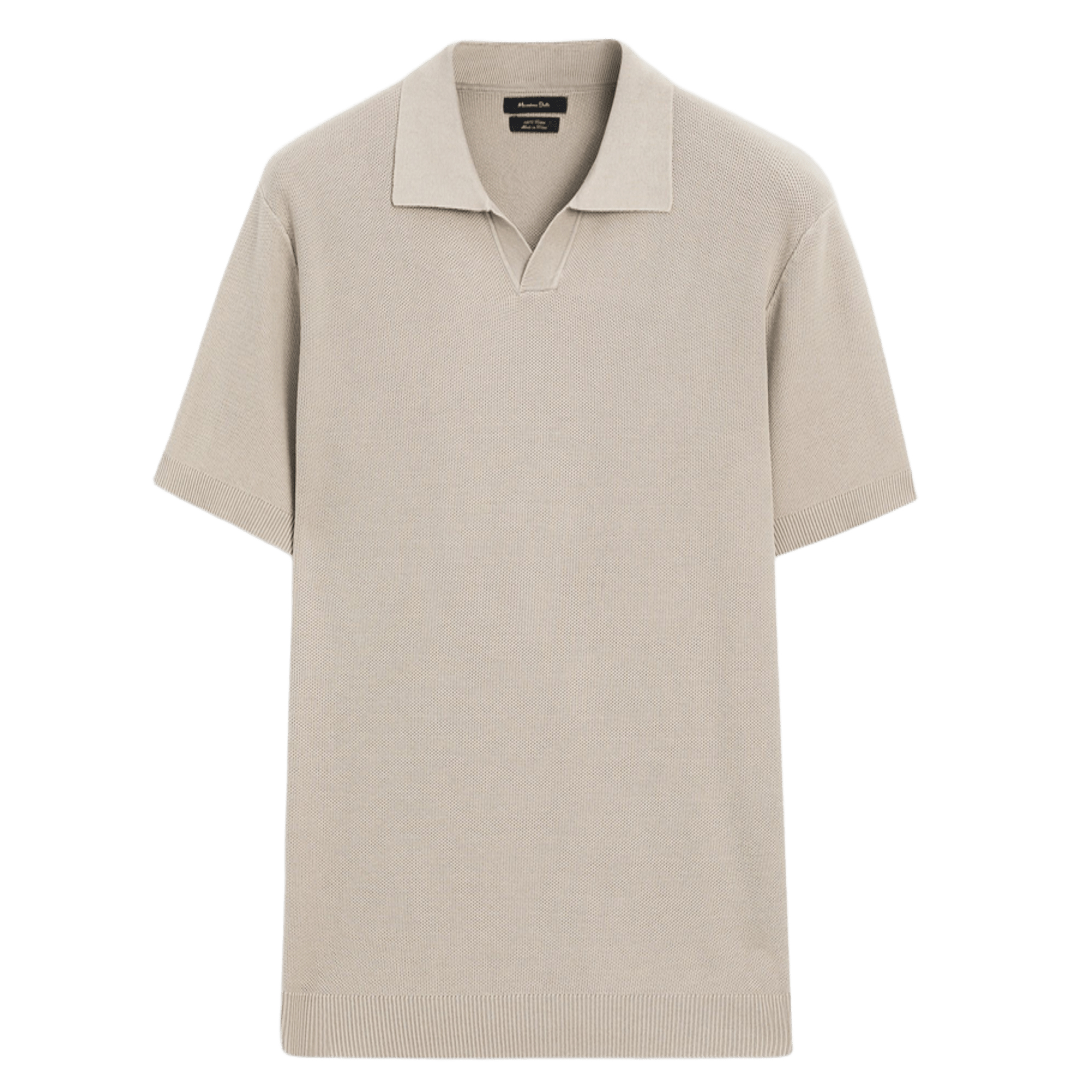 

Вязаный свитер-поло с короткими рукавами Massimo Dutti, бледный хаки