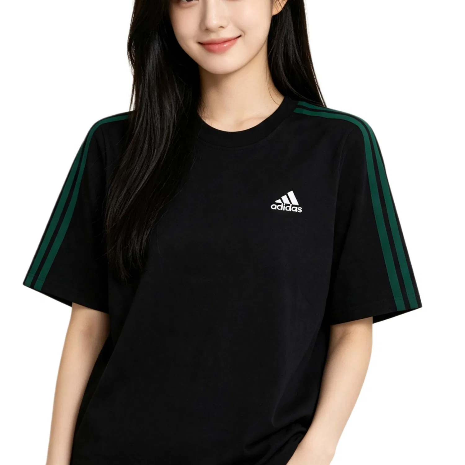 Женская футболка с коротким рукавом из хлопка Adidas MUST HAVES, Black — фото 4
