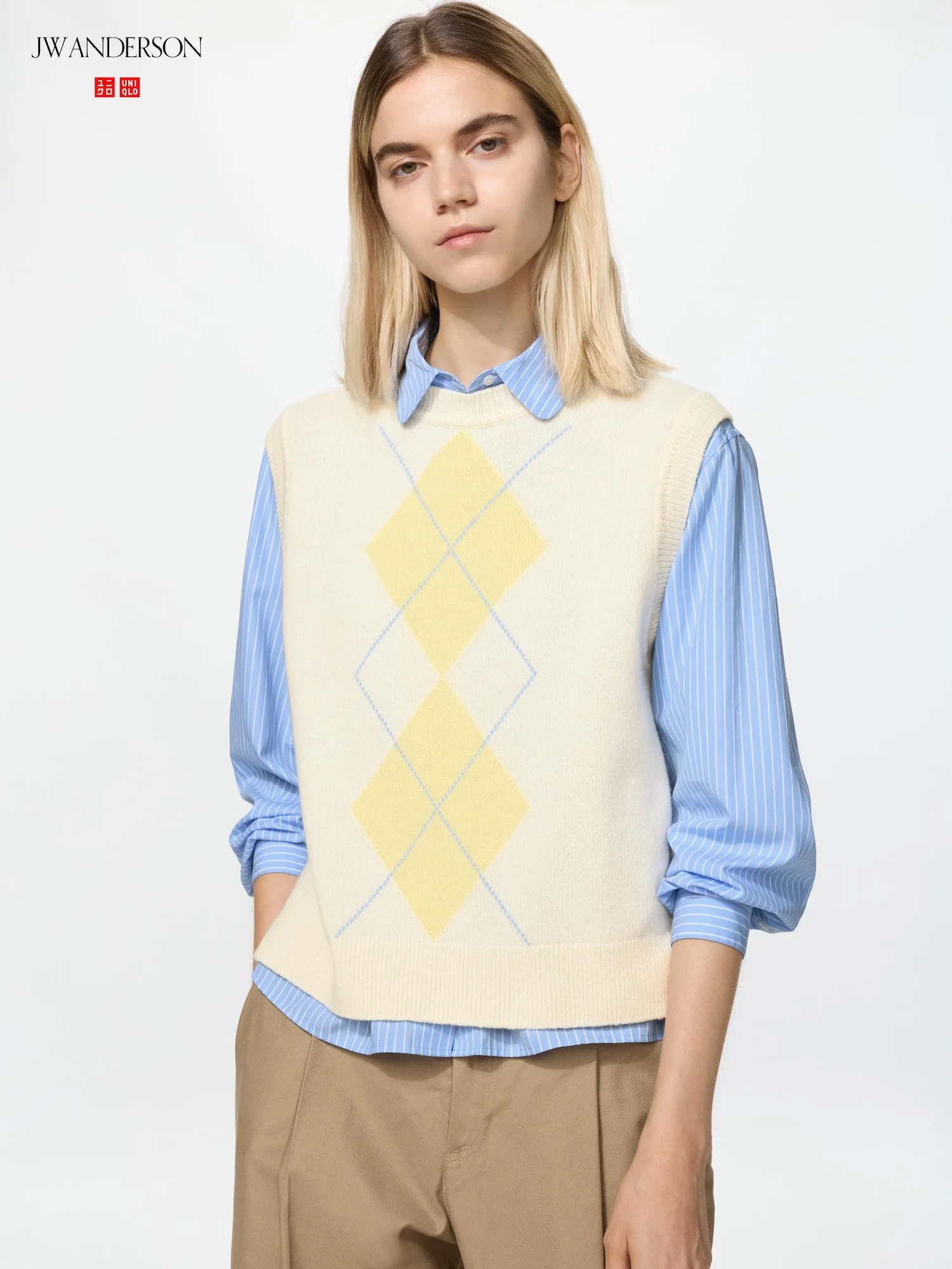 Жилет Uniqlo and JW Anderson Wool Cashmere Crew Neck, 30 натуральный