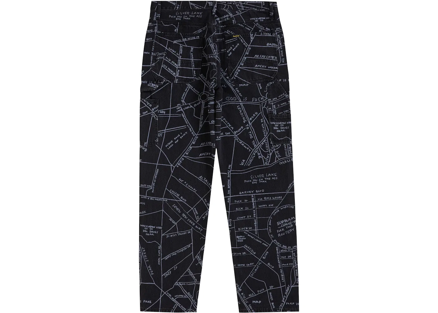 Мужские джинсовые брюки с принтом Gonz Map Supreme, Washed Black — фото 2
