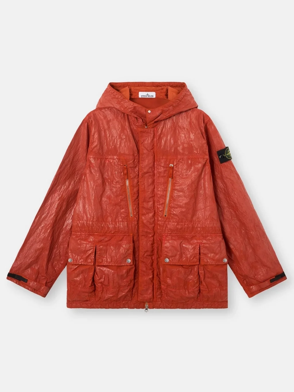 Мужская куртка с капюшоном Stone Island With Multiple Pockets, жжёно-оранжевый — фото 2
