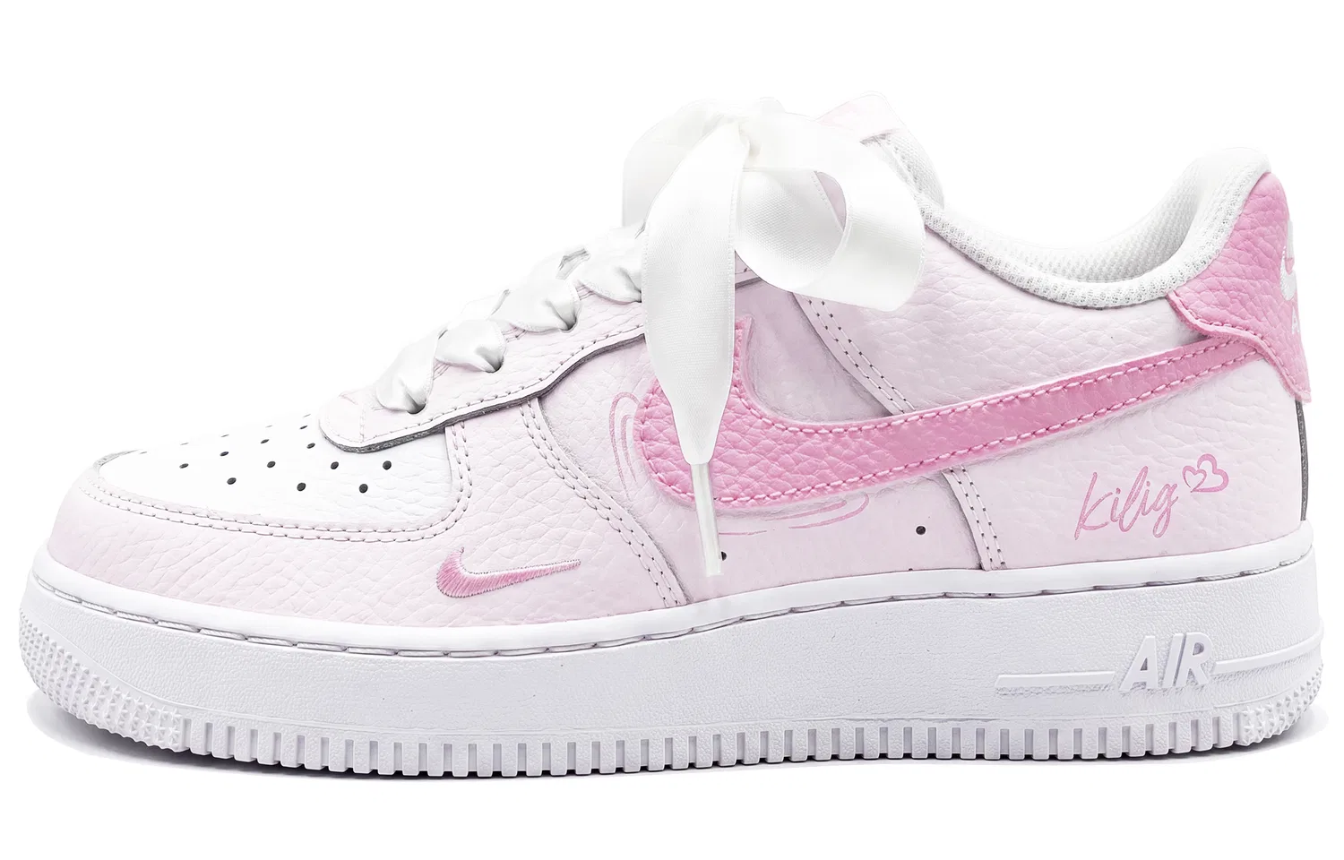 Детские скейтбординг-кроссовки с принтом Nike Air Force 1, Nike, Pink White-Black Pink Shopping Bag — фото 3