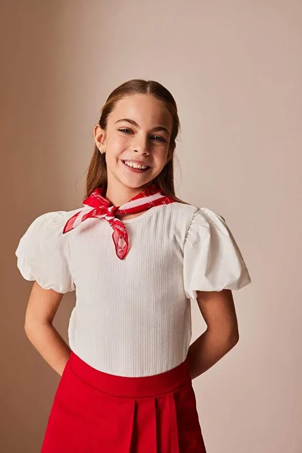 Детская футболка для девочек с коротким рукавом Defacto, White-Wt16 — фото 4