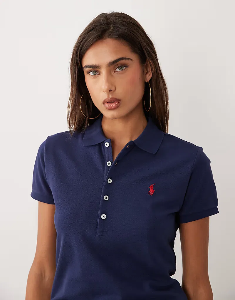 Поло-рубашка Polo Ralph Lauren приталенного кроя из эластичной ткани, темно-синий