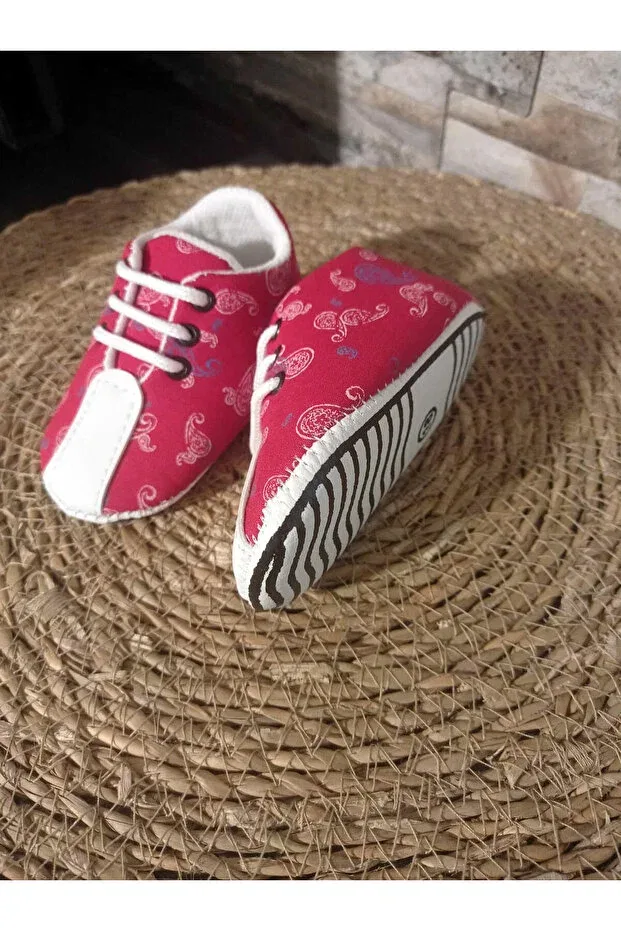 Детские ботиночки для новорожденных с узором Krm Kerem Bebe, Red — фото 3