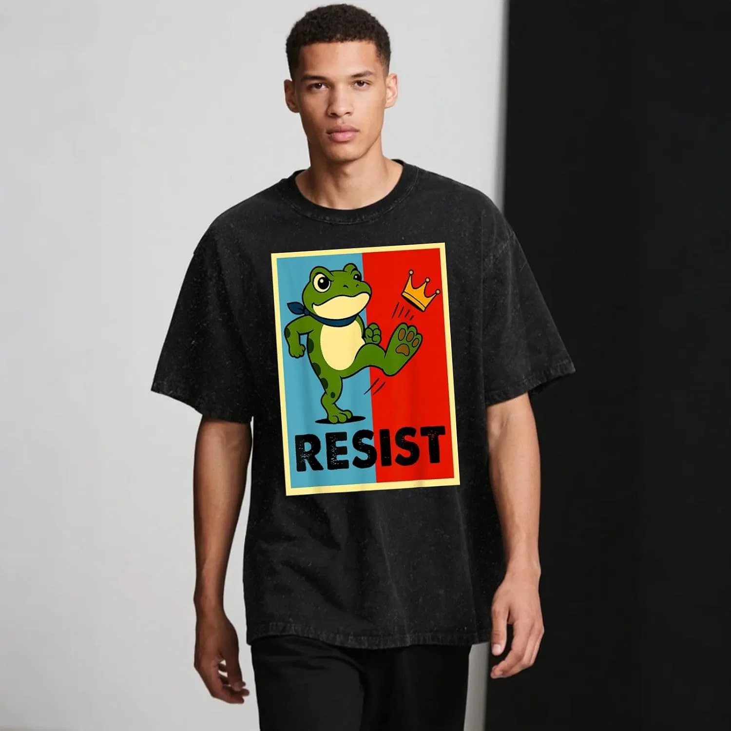 Футболка с принтом Portland Frog, Wash Black — фото 4