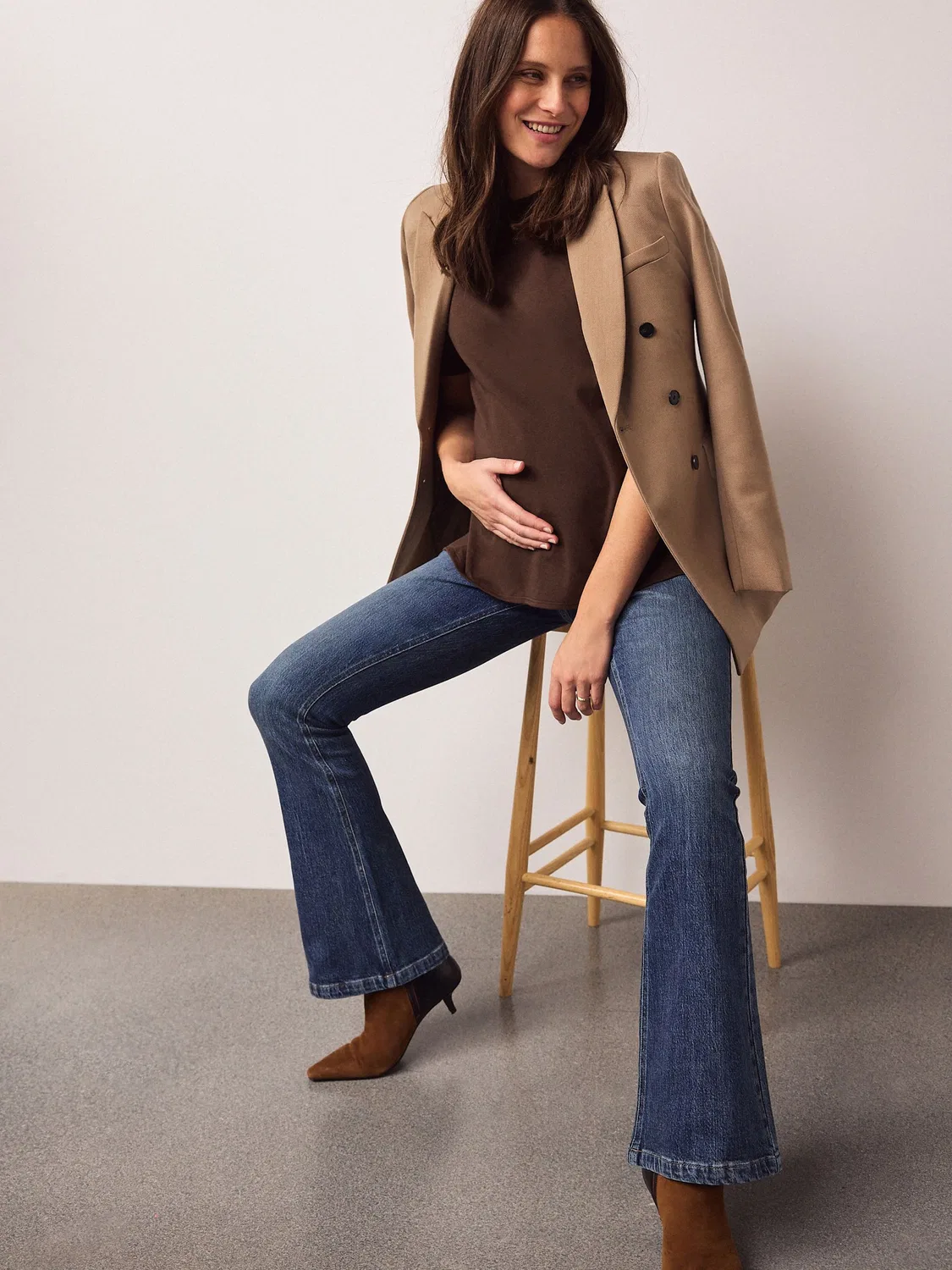 Джинсы клеш для беременных, деним, Maternity Denim Flare Next, темно-синий