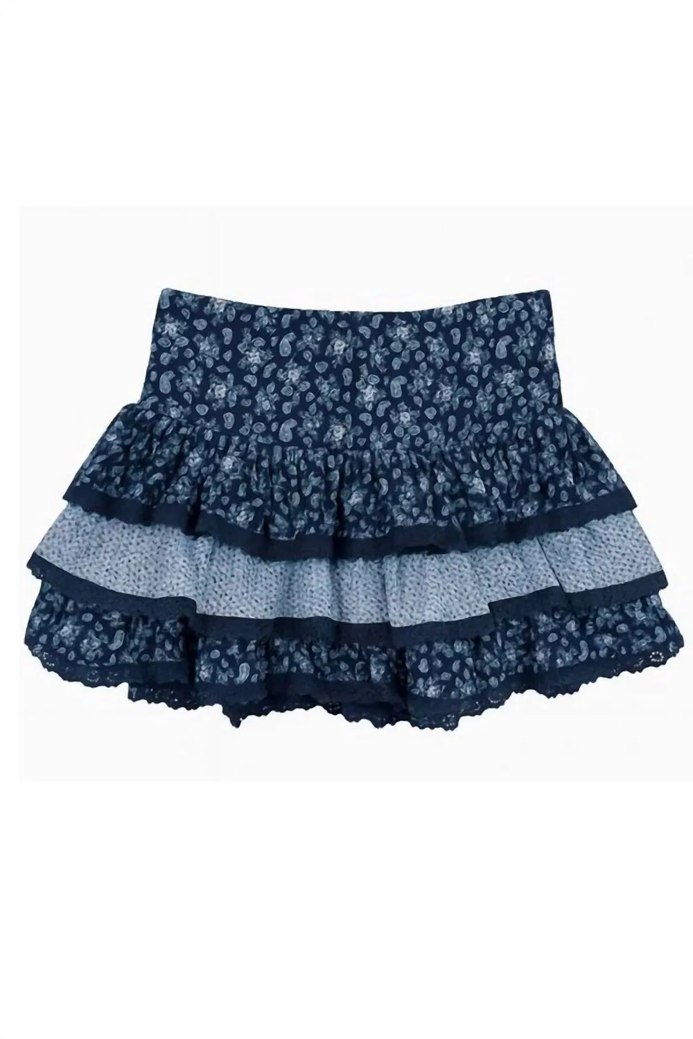 Детская юбка с принтом Melody KatieJnyc, Navy Floral Paisley