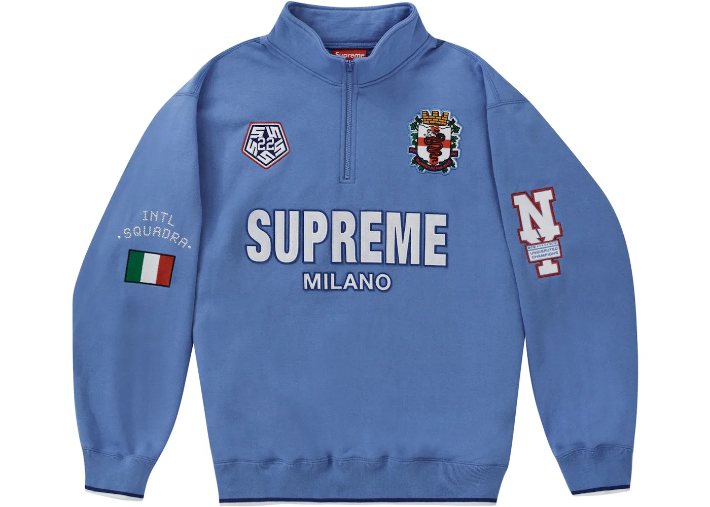 Мужской пуловер с половиной молнии Supreme Milano, Light Blue