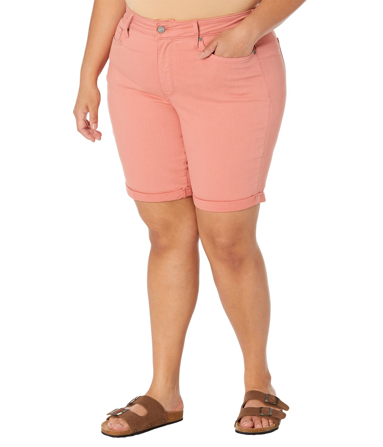 

Шорты NYDJ Plus Size, Plus Size Ella Shorts w/ 1" Cuff in Terra Cotta