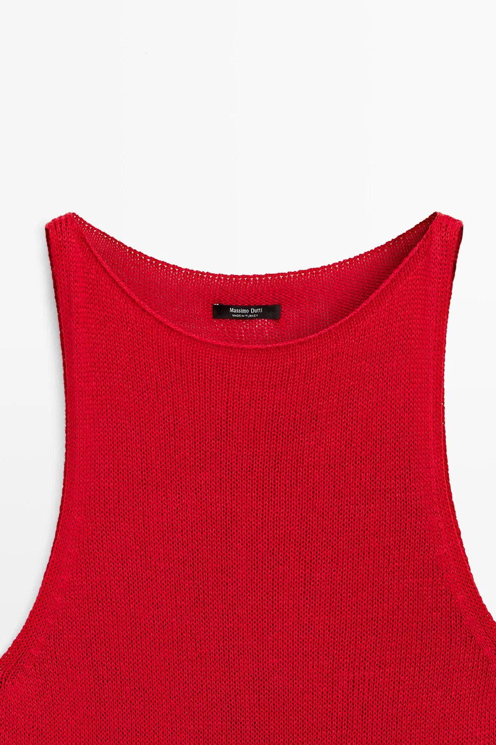 Топ Massimo Dutti, женский, с тонкой вязкой и завязками на шее, красный — фото 4