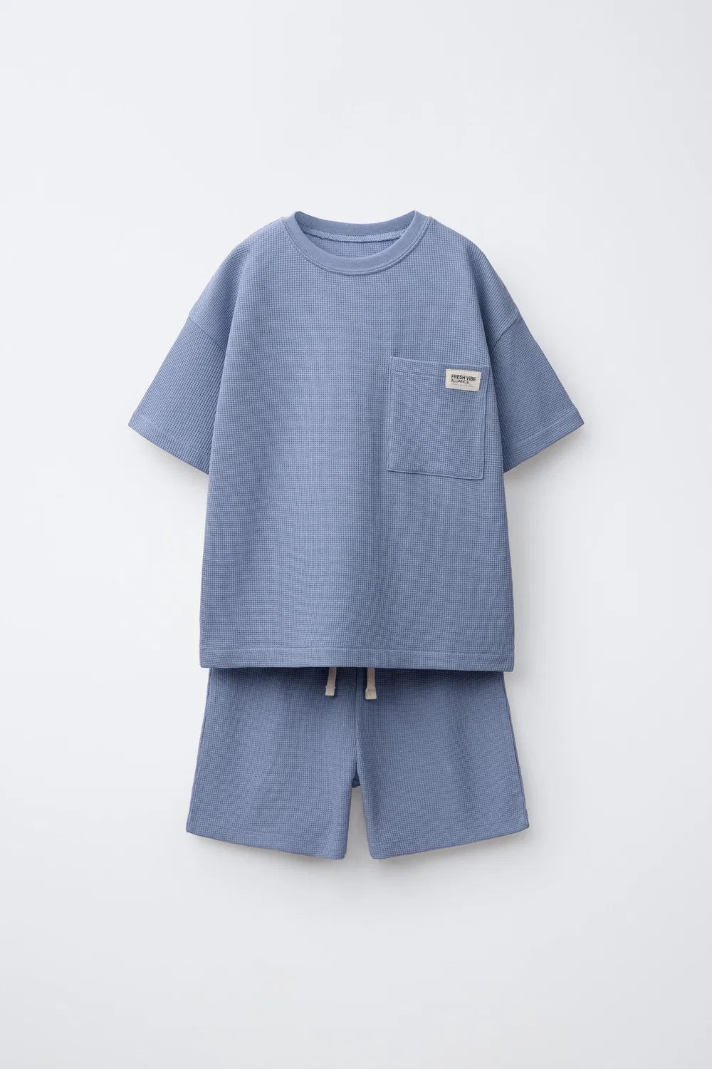 Пижама с вафельной вязкой, 6-14 лет ZARA, Blue