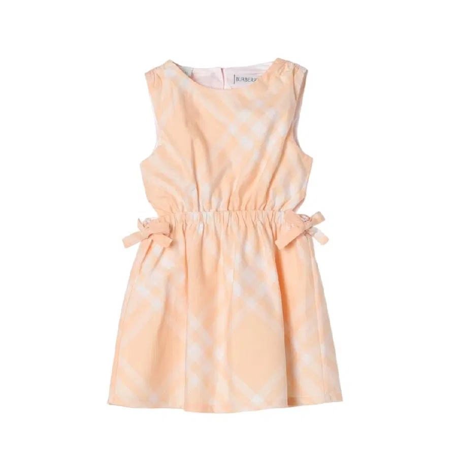Платье без рукавов с принтом в клетку Girls Check Pattern Sleeveless Dress Burberry, Pastel Peach Ip Chk
