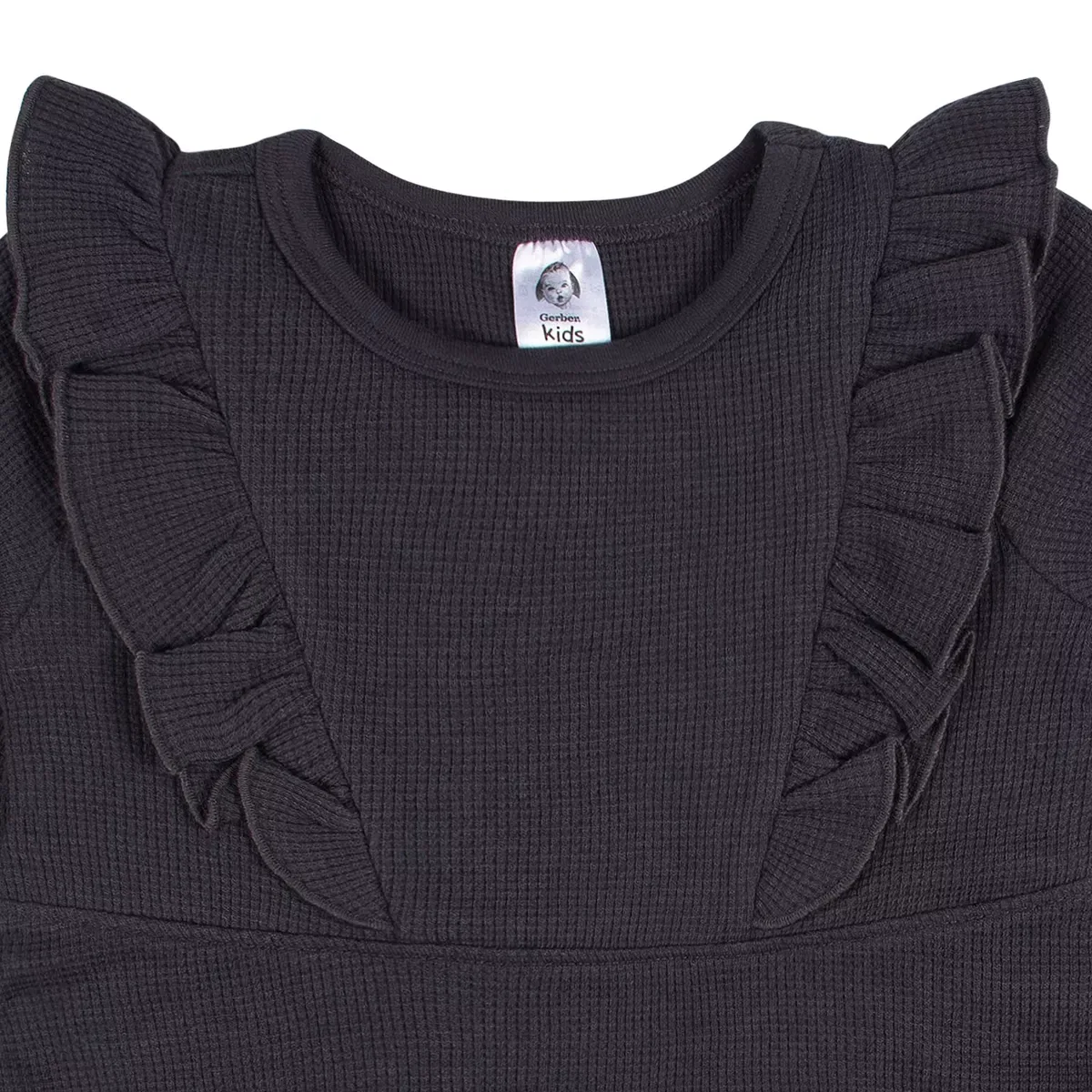 Детское платье для девочек с длинным рукавом Gerber, Charcoal — фото 3