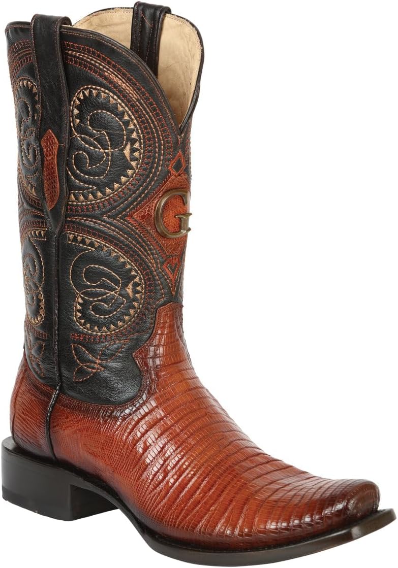 

Мужские экзотические ковбойские сапоги El General из кожи ящерицы, коньяк Generic